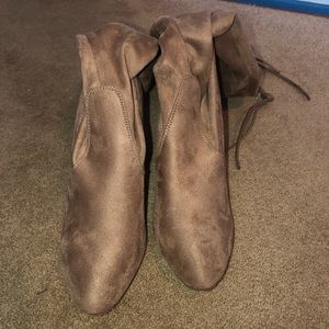 Brown over the knee high heel boots